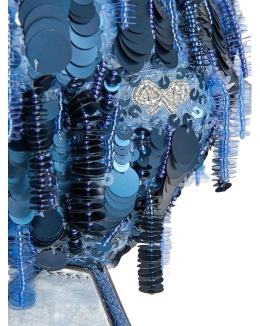Anya Hindmarch Blue Sequin-Embellished Blowfish Cross Body Bag