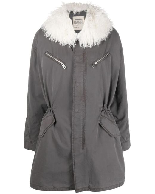 Zadig & Voltaire Gray Kidea Zip-Up Parka Coat