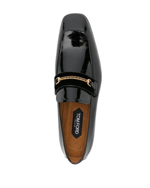 Tom Ford Black Bailey Chain-detail Leather Loafers - Men's - Calf Leather/brass for men