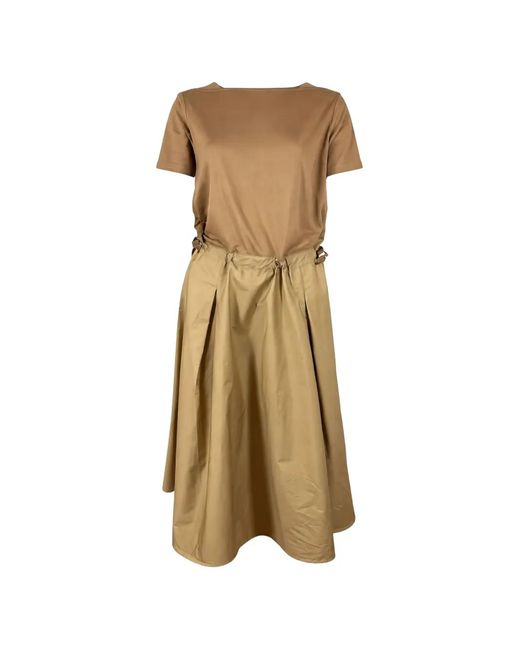 Herno Natural Drawstring Pleated Midi Dress