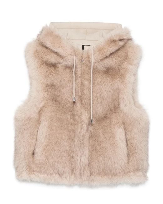 Maje Natural Faux Fur Hooded Gilet