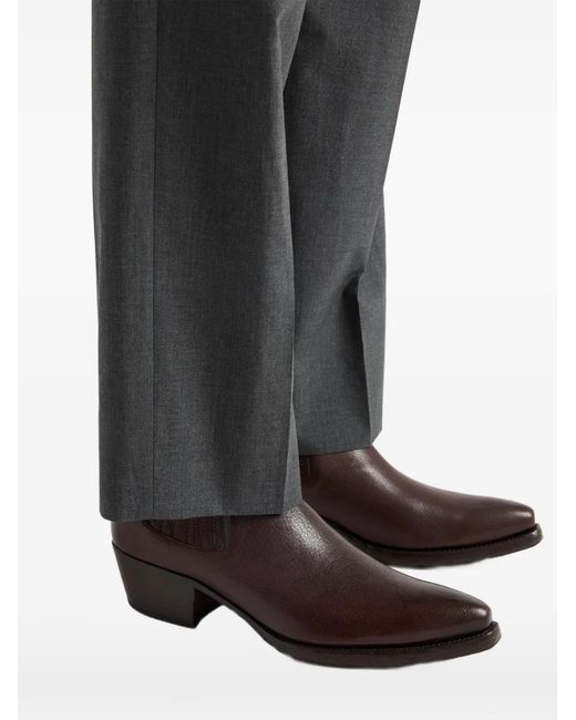 Prada Brown 55Mm Gusset-Detail Leather Chelsea Boots for men