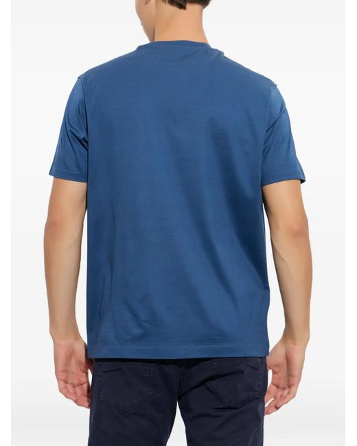Paul & Shark Blue Logo-Embroidered T-Shirt for men