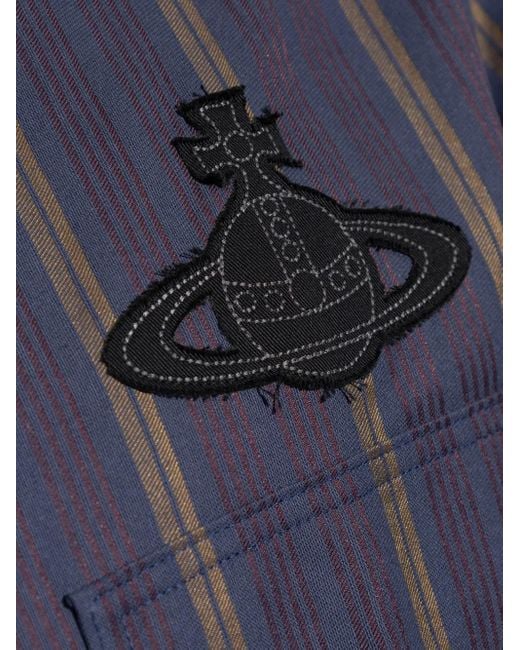 Vivienne Westwood Blue Orb-embellishment Stripe-pattern Shirt for men