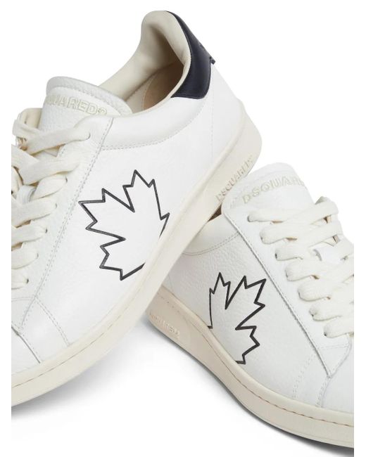 DSquared² White Maple Leaf-Detail Sneakers for men
