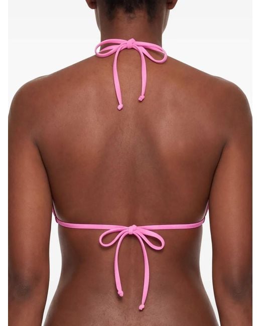 Moschino Pink Printed Triangle Bikini Top