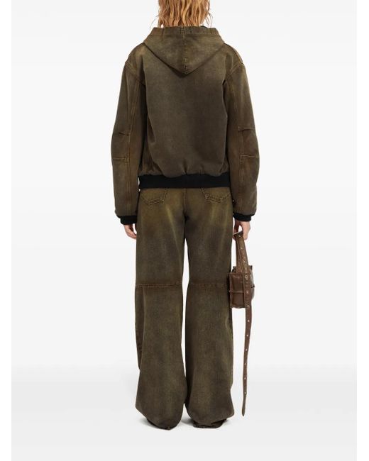 MM6 by Maison Margiela Green Hooded Denim Jacket