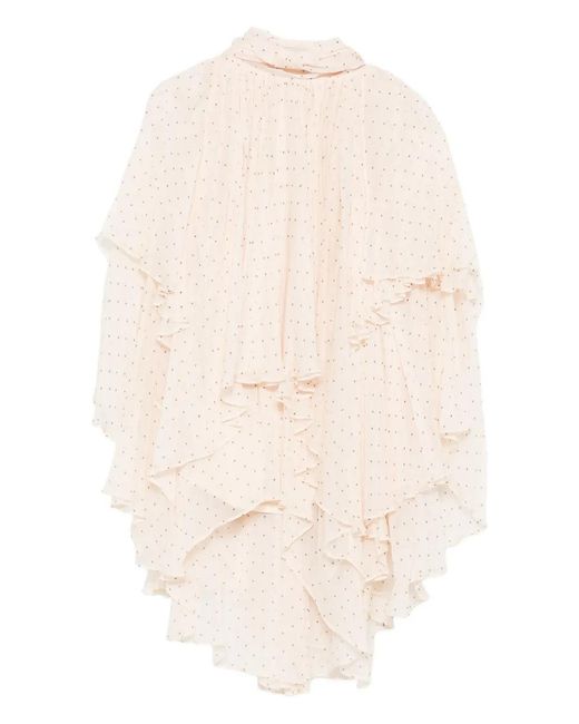 Zimmermann Natural Pleated Polka-Dot Blouse