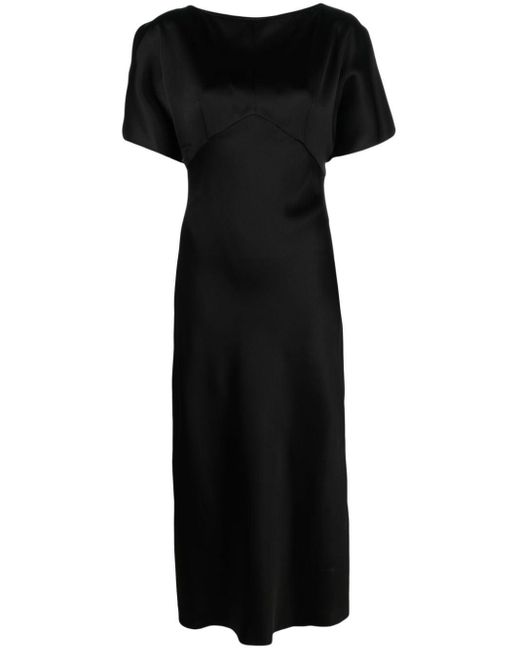 N°21 Black Boat-neck Satin Midi Dress