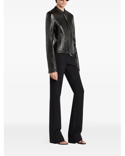 Courreges Black Ribbed Leather Jacket