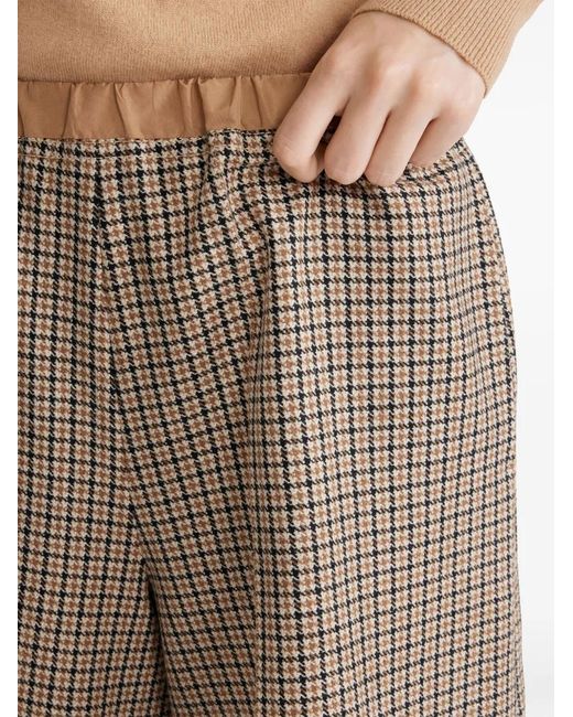 Patou Brown Houndstooth-Pattern Longline Shorts