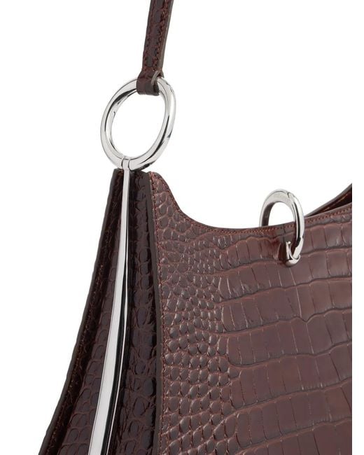 Rabanne Purple Ring Embossed Leather Shoulder Bag