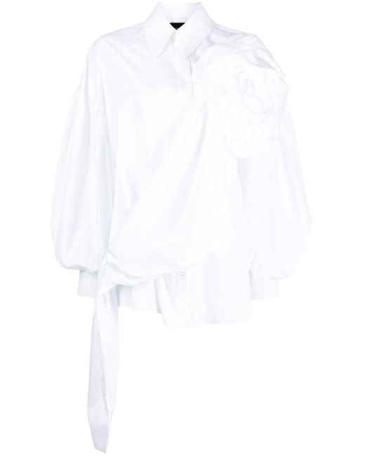 Camicia con applicazione a fiori di Simone Rocha in White