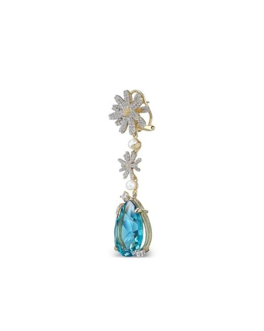 Anabela Chan Blue 14K And 18K Vermeil Daisy Aquamarine And Diamond Earrings