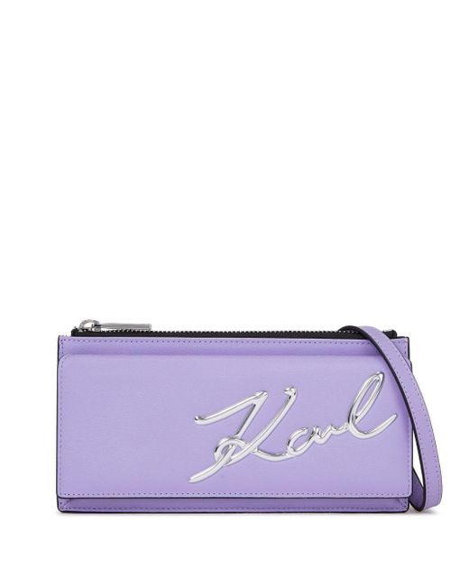 Karl Lagerfeld Purple Signature Clutch Bag