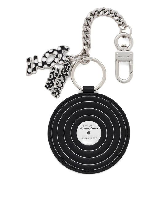 Marc Jacobs Black X Derrick Adams Record-Shaped Leather Keyring