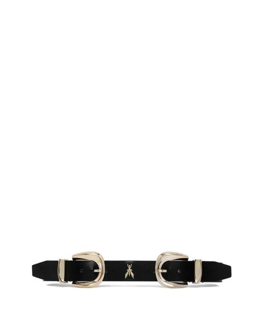 Patrizia Pepe White Double-Buckle Leather Belt