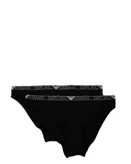 Emporio Armani Black Logo-waistband Briefs (pack Of Two)