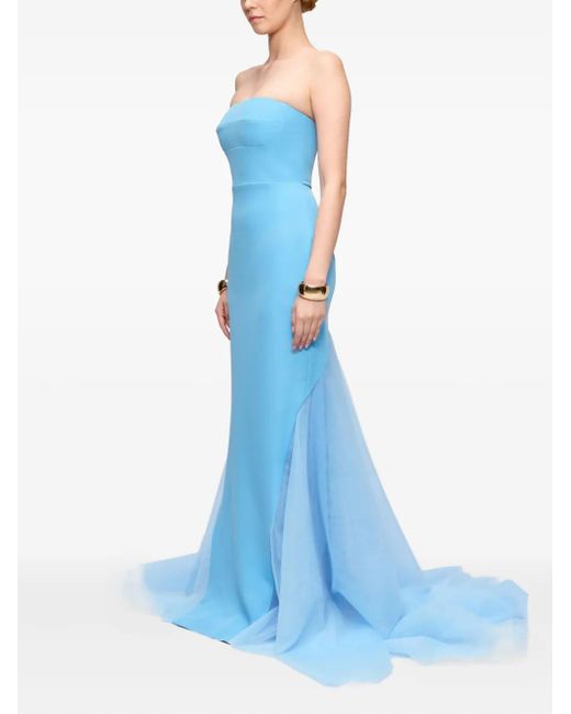 V:PM ATELIER Blue Ariana Strapless-Fishtail Maxi Gown