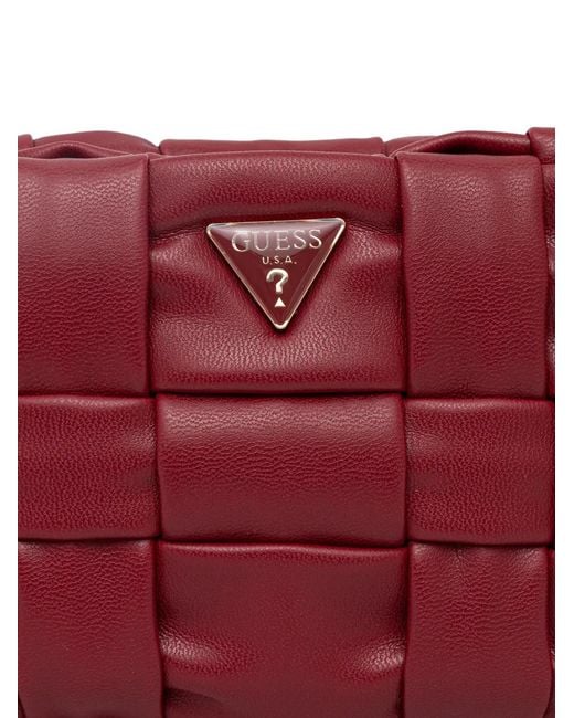 Guess Red Mini Marion Braided Cross Body Bag