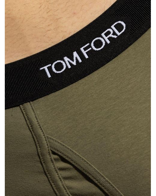 Tom Ford Green Logo-waistband Stretch-cotton Boxers for men