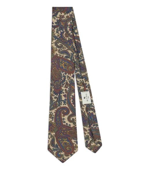 Etro White Floral Paisley Silk Tie for men