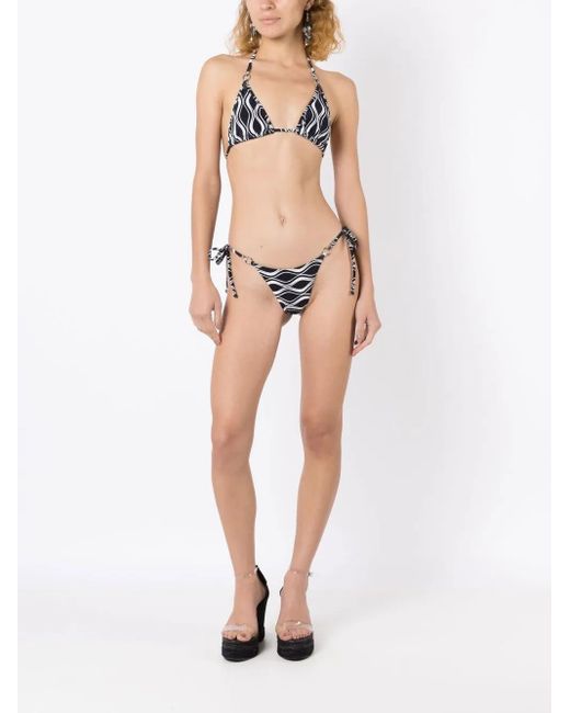 Amir Slama White Wave-Print Triangle Bikini Set