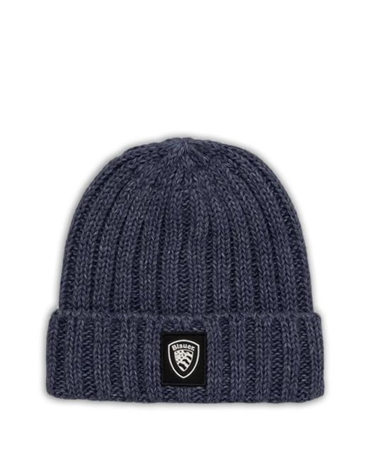 Blauer Blue Bonnet Côtelé À Patch Logo for men