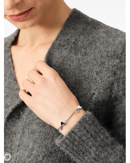AMI White Brass Bracelet With Hammered Ami De Coeur