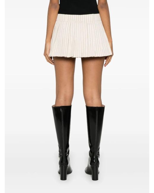 Frankie Shop Natural Neutral Pinstripe Pleated Skirt