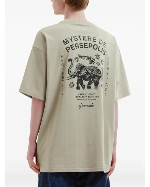 AFTERMATHS Gray Graphic-Print Cotton T-Shirt for men