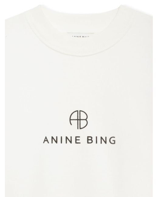 Anine Bing White Jaci Crew-neck Sweatshirt
