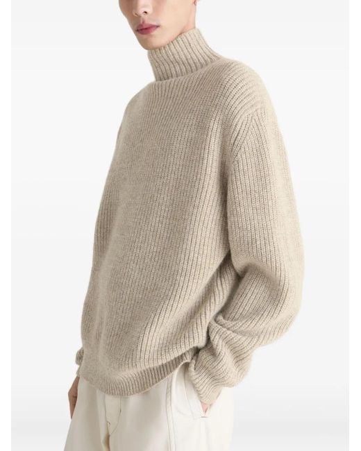 Lemaire Natural Gerippter Pullover mit Stehkragen