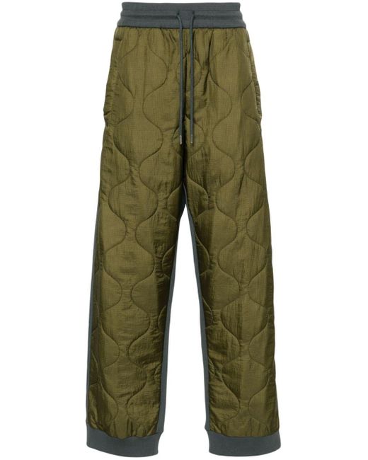 Dries Van Noten Green Ripstop Quilted-panels Track Pants for men