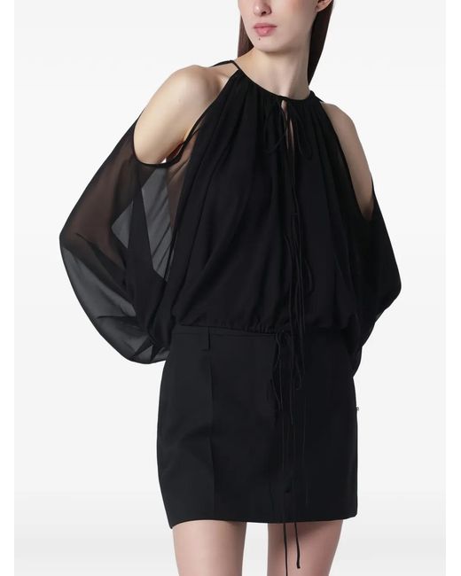 ANDAMANE Black Tie-Detail Blouse