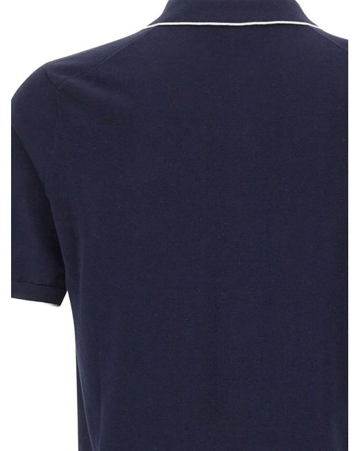Kangra Blue Contrast-Trim Polo-Collar T-Shirt for men