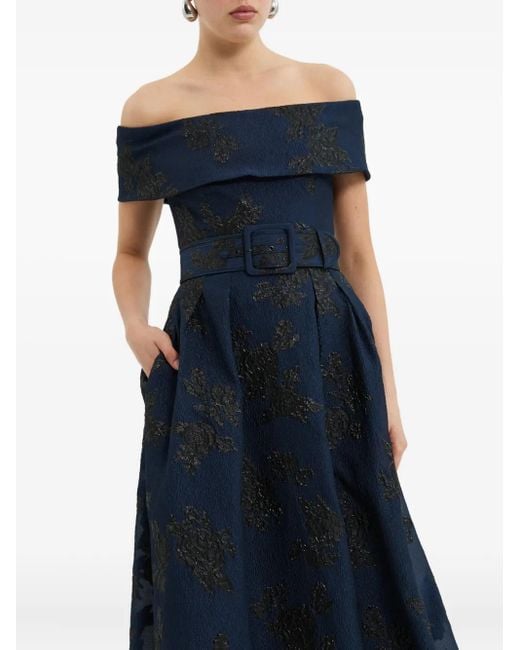 Rebecca Vallance Blue Schulterfreies Abendkleid