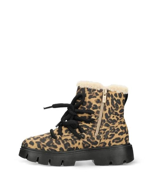 Mexx Black Leopard-Print Lace-Up Ankle Boots