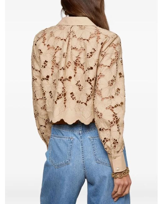L'Agence Button-Down Top Met Bloemenkant in het Natural