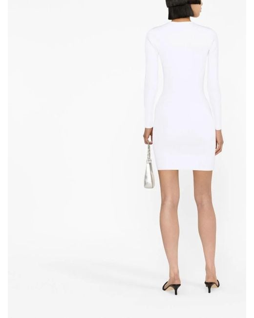 DSquared² White Cut-Out Rib-Knit Minidress