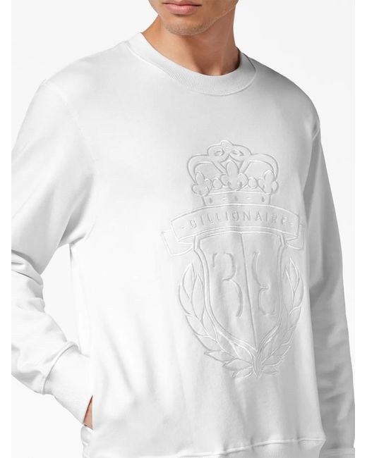 Billionaire White Logo-Embroidered Cotton Sweatshirt for men