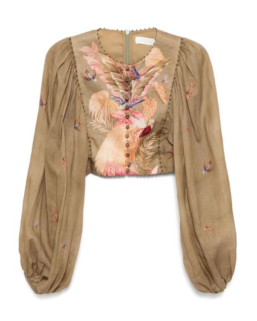 Zimmermann Brown Ascension Cropped Bodice Top