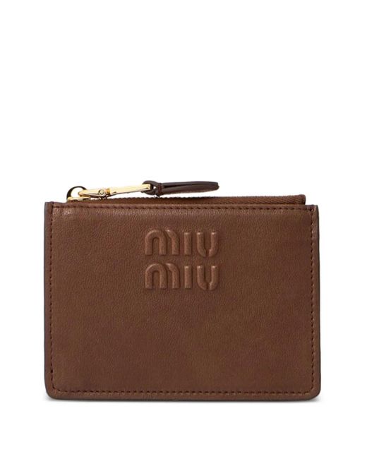Miu Miu Pasjeshouder Met Logo-Reliëf in het Brown