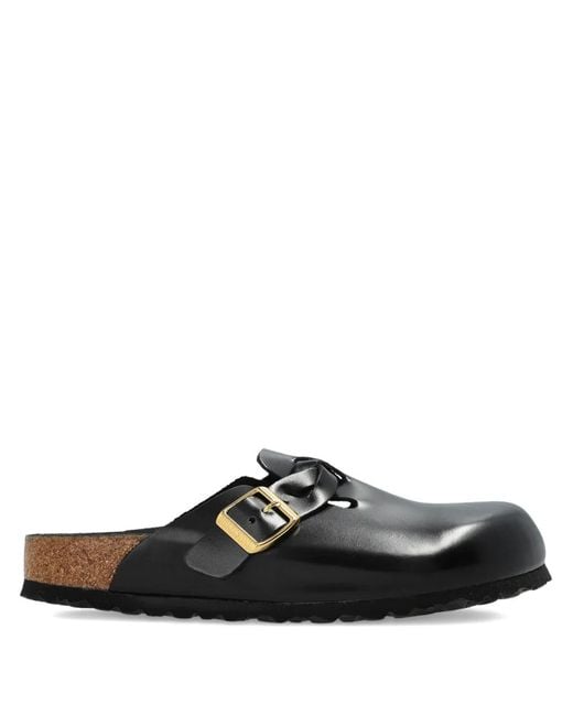 Birkenstock Black Boston Buckle Strap Mules
