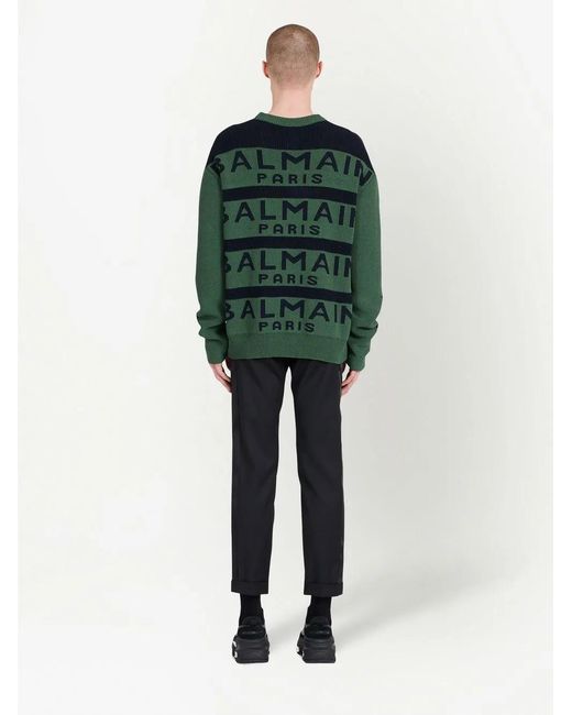 Balmain Pullover Mit Logo-Muster in Green für Herren