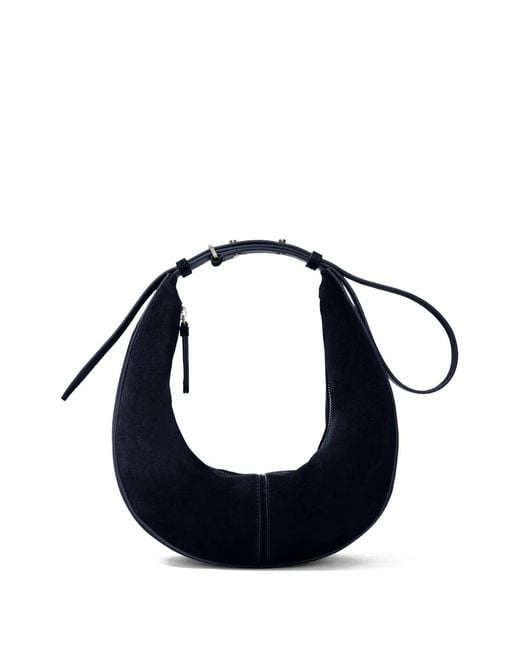 Proenza Schouler Blue Slide Crescent-Shaped Suede Shoulder Bag