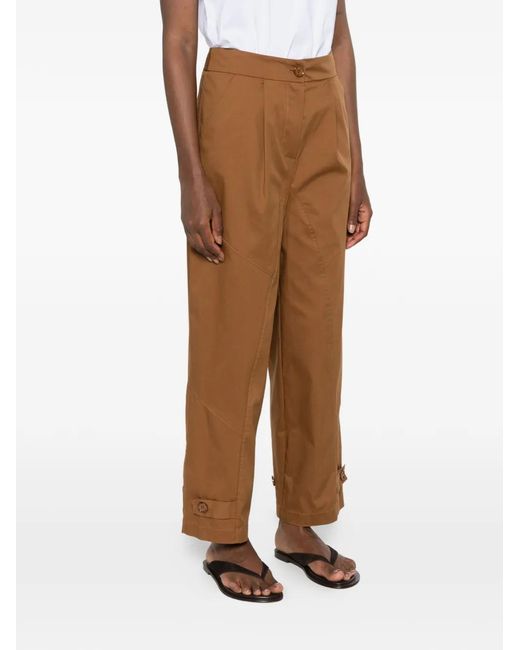 Carla G Brown Buttoned-Cuff Trousers