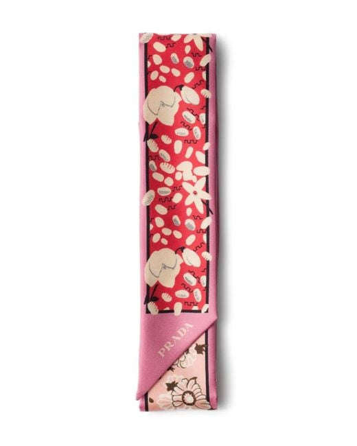Prada Red Silk Scarf