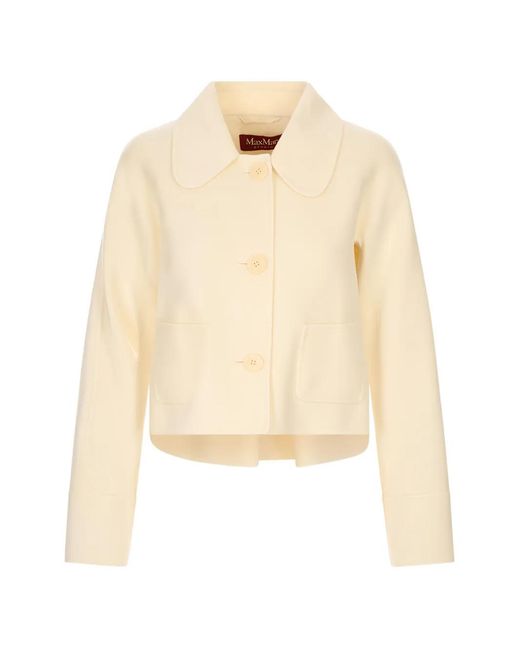 Max Mara Natural Pleat-Detail Button-Front Cropped Jacket