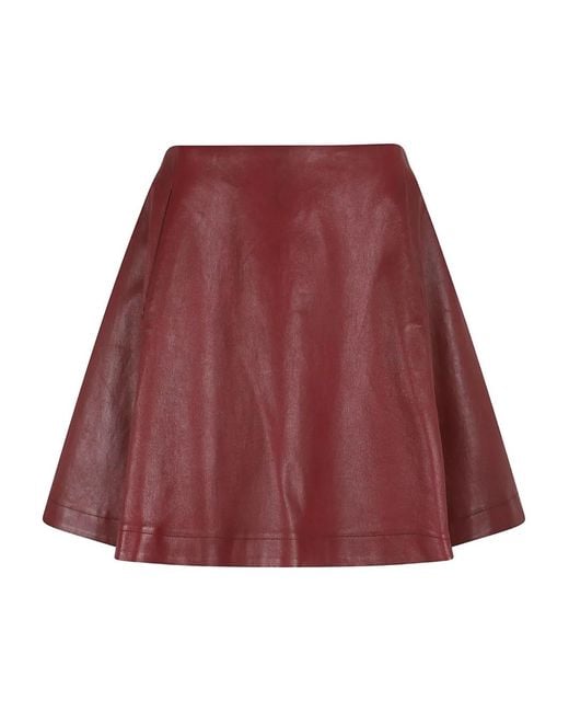 Stouls Red Arielle Leather Skirt